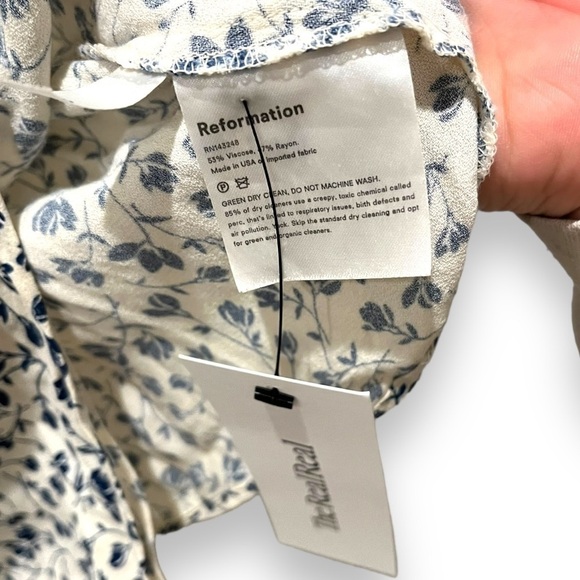 Reformation Dress Mini Floral Cream Blue Marlowe Size XS - Picture 7 of 7